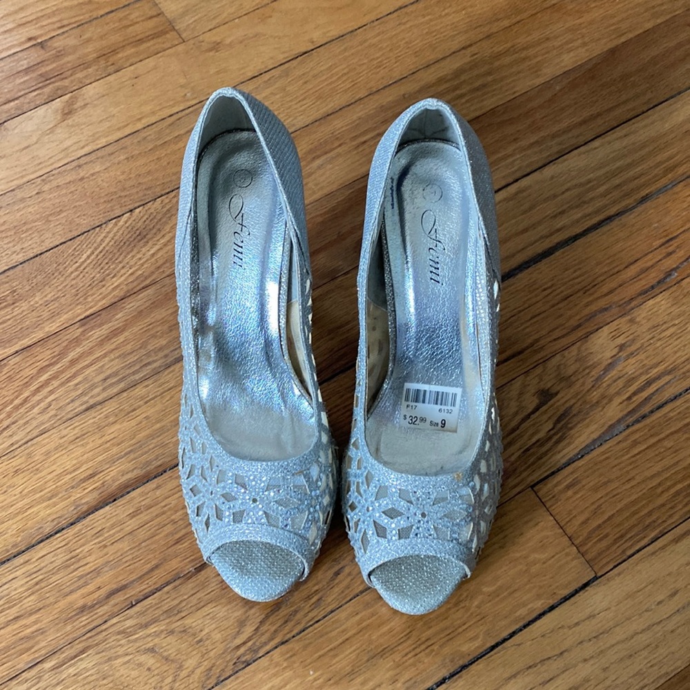 Sparkly silver heels